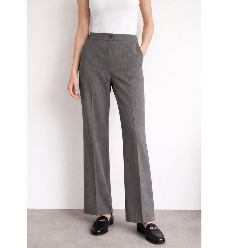 Theory Elkers Wide Leg Wool Trouser Pants in Charcoal
Grey